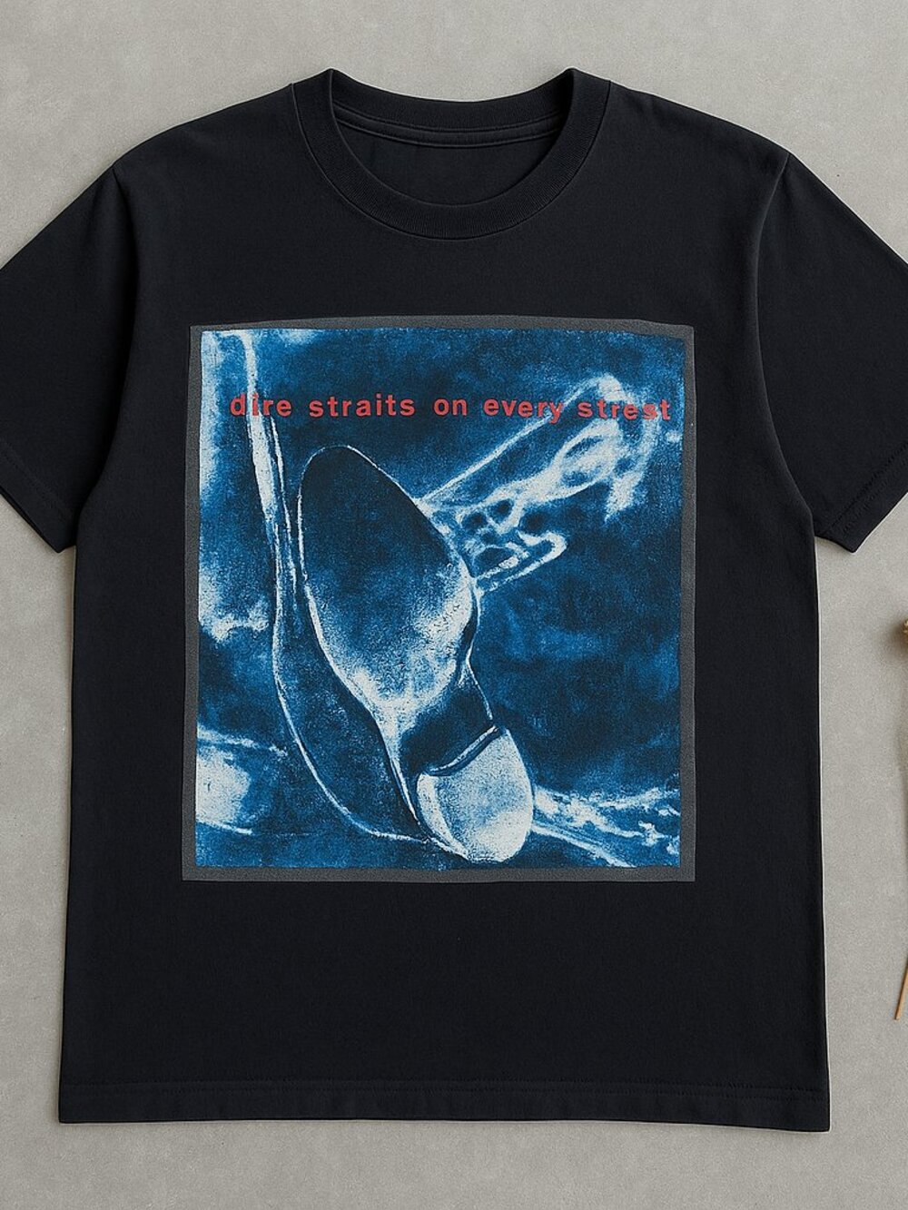 Dire Straits On Every Street Vintage Blue Graphic T-Shirt